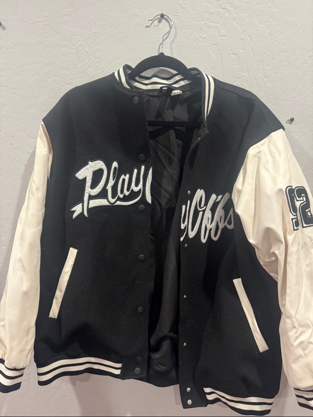 H&M Black and White Striped Collar Jacket